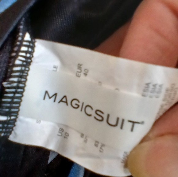 Magicsuit By Miraclesuit Black Blue One Piece Slimming Sexy Swimsuit Size 10 - Picture 7 of 8